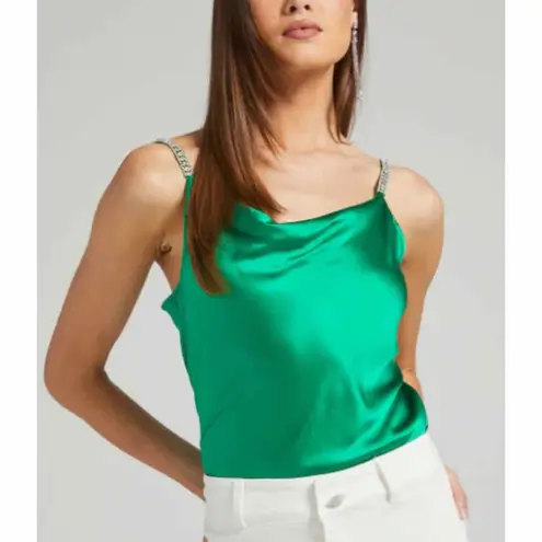 Generation Love Annie Silk Crystal Strap Cami Kelly Green Size XS