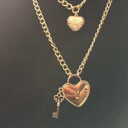 Juicy Couture New  2 tiered Heart Lock & Key Neckla