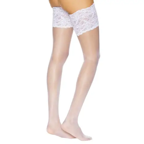 FALKE Seidenglatt 15 Stay Up in White Small New Womens Nylons Thigh High Tights