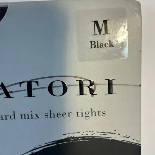 Natori Leopard Mix Sheer Tights Medium Black Luxury Fashion Legwear Set of 2