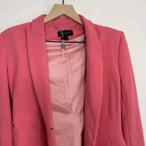 Saloni Maxima Double Breasted Belted Crepe Blazer Size 0 Pink Womens