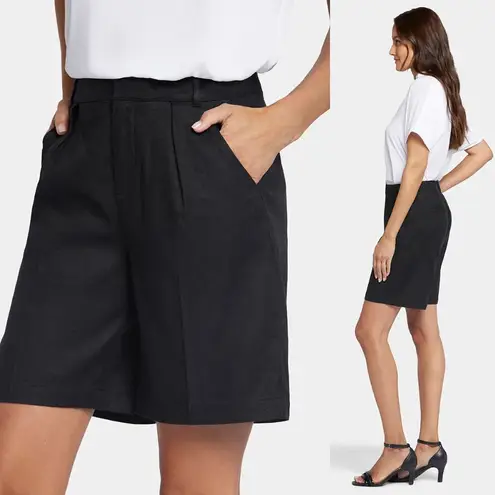 NYDJ NEW Relaxed Shorts White Stretch Linen Optic Black Noir Sz 16 XL Capsule