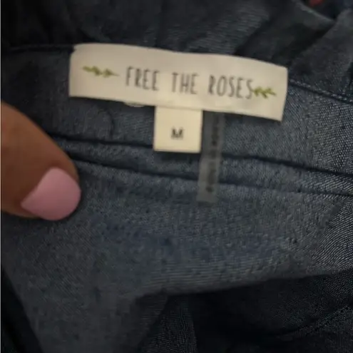Free The Roses New Off the Shoulder Chambray
Embroidered Dress Sz M