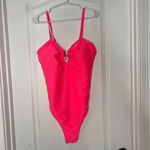 Womens Swimsuit XL Pink Seashell Print One Piece Adjustable Straps Bathing Suit Pink - Image 3