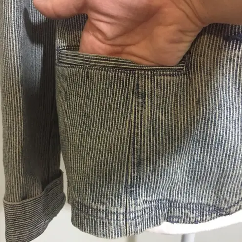 Relativity NWOT Distressed Denim Pinstripe Jacket