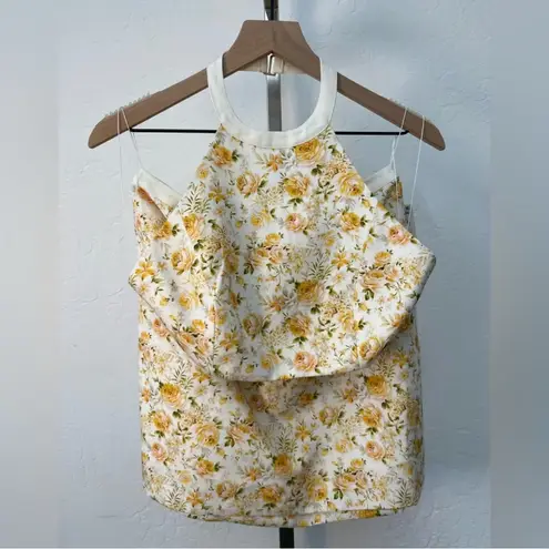 Significant Other cottagecore yellow rose linen blend cut out mini Ari dress 4