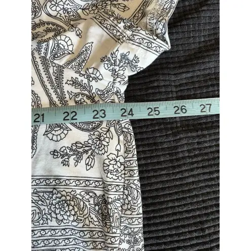 Allegrace White/Blk Paisley V Neck Short Sleeve Size 3XL Flowy Boho Plus Black