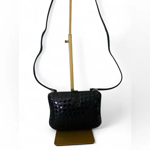 Vintage J & S Original 1960s Black Patent Woven Convertible Bag