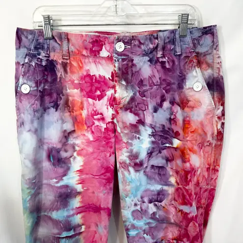 Fashion Bug Plus Size 14 Capri Pants Handmade Tie Dye Cropped Pink Purple 599