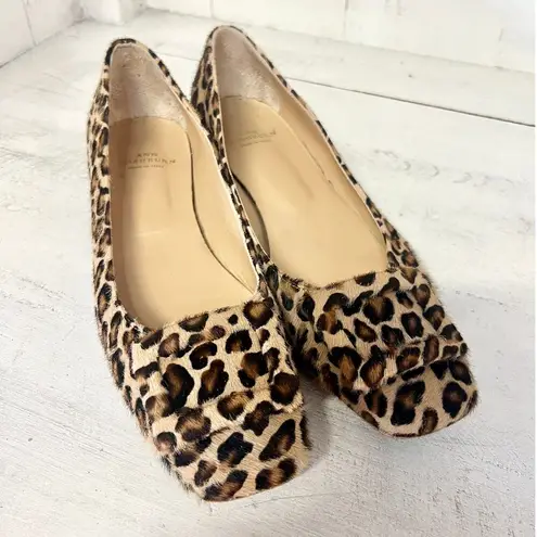 Ann Mashburn  Genuine Calf Hair Buckle Block Heel Pump Leopard Pony Women's 38.5