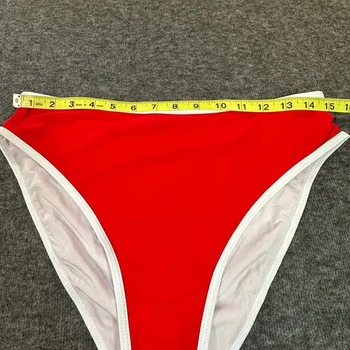 Unbranded Bikini Set Women Large Red with White Trim Bralette Two Piece Swimsuit