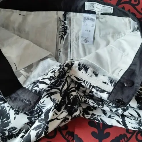 Rope Picnic Floral Black & White Casual Pants Stretchy XS/S Size undefined
