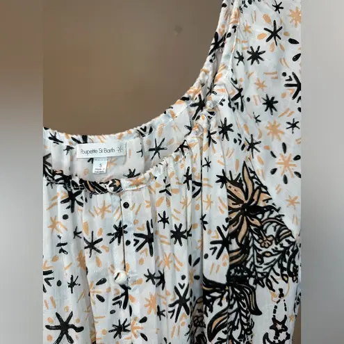 Poupette St Barth Off Shoulder Printed Flowy Beachy Romper Lightweight Sz S White - Image 2