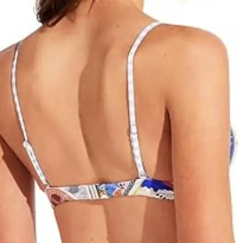 Seafolly Drawstring Bralette Bikini Top Swimsuit, On Vacation Azure, 10 NWT