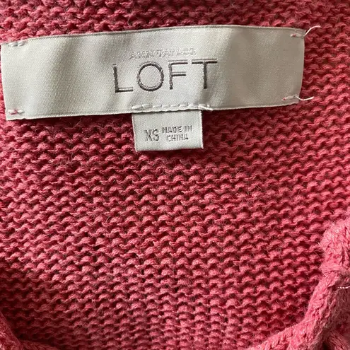 Ann Taylor LOFT Size XS Lace Up Front Sweater Rose Dusty Pink Linen Blend
