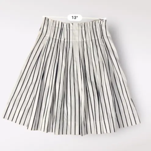 Kate Spade Broome Street Pleated Striped Knee Length Skirt Size 2 White