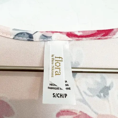 Flora Nikrooz Alisha Floral Short Wrap Tie Lounge Robe Pink White Size Small