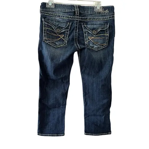 Silver Jeans Women's McKenzie Capri Jeans Sz W29 Distressed Stretch Low Rise Y2K