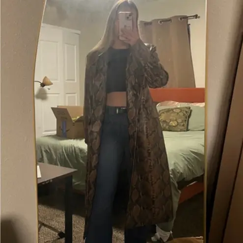 Avec Les Filles Brown Snake Print Trench Coat - Size Small 🤎🖤🤎