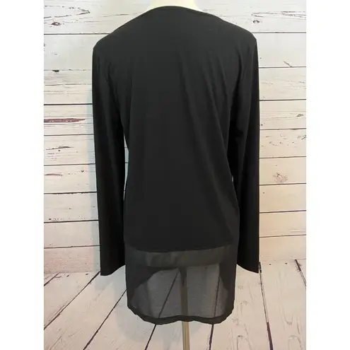 Soft Surroundings Tunic Long Sleeve Shirt Medium Black Sexy Sheer Layered womens