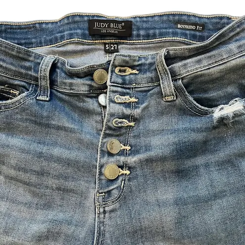 Judy Blue  Button Fly Destroyed Boyfriend High-Waist Jeans, Sz 5/27