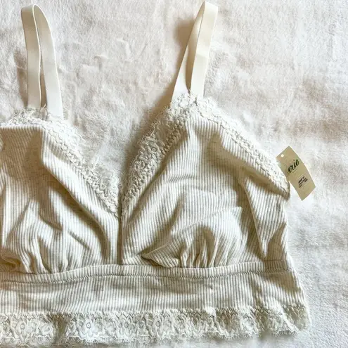 Aerie NWT  Ribbed Eyelash lace Trim Longline Bralette - Size: XL