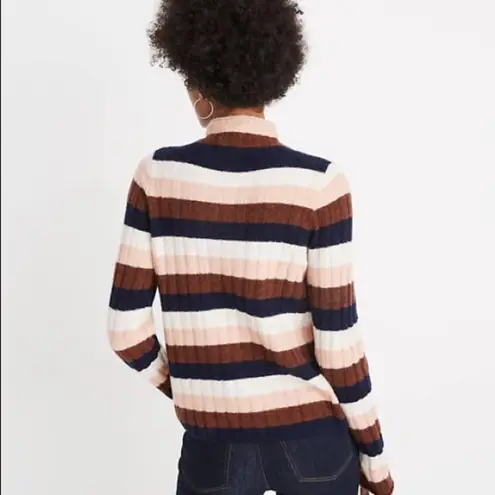 Madewell  Evercrest Pink Striped Wool Turtleneck Sweater in Coziest Yarn XL