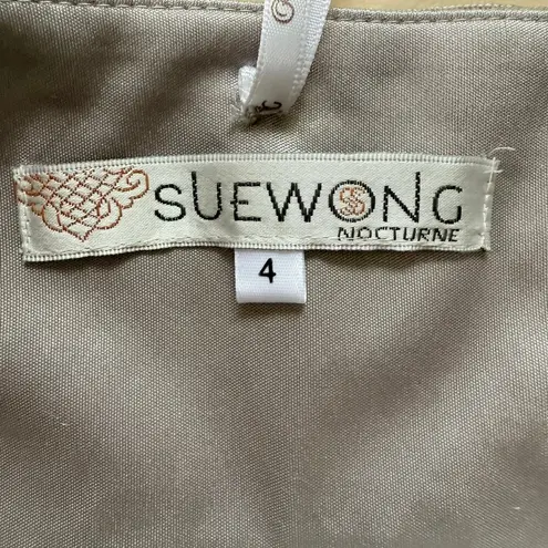 Sue Wong Beaded Embroidered Strapless Embellished Mini Dress in Silver Gray, 4