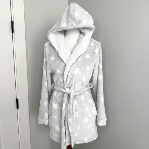 Women's Star Print Cozy Robe with belt Gray XS/S Target Size undefined
