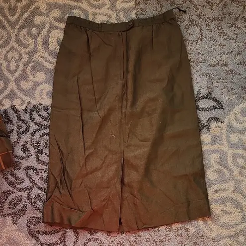 Kasper II for A.S.L. Blazer & Skirt Suit Set Plaid Brown 14