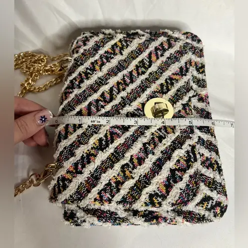 Kassiopea White Rainbow Tweed Crossbody Purse