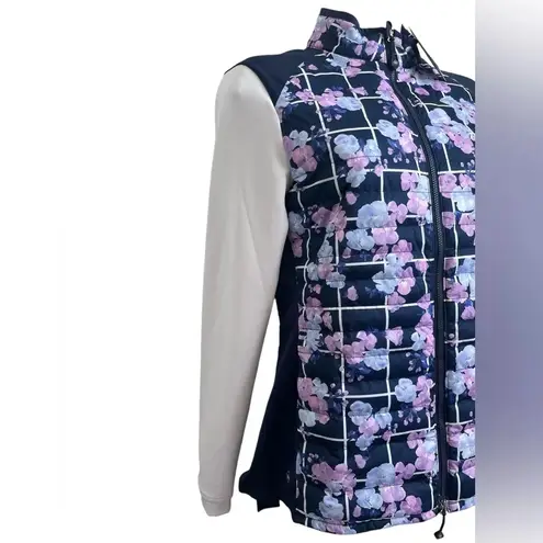 Peter Millar NEW Ladies  Outdoor/Golf Hybrid Quilted Navy Floral Full Zip Jacket