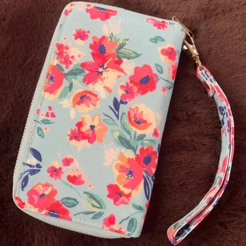 NEW Wander Wallets Bloom Wristlet Blue