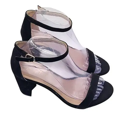 Essex Lane Moira Women's Black Ankle Strap Block Heel Sandals Size 7.5M