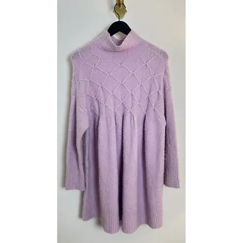 Free People  Jaci Long Sleeve Mock Neck Sweater Dress in Lavender Size X-Small