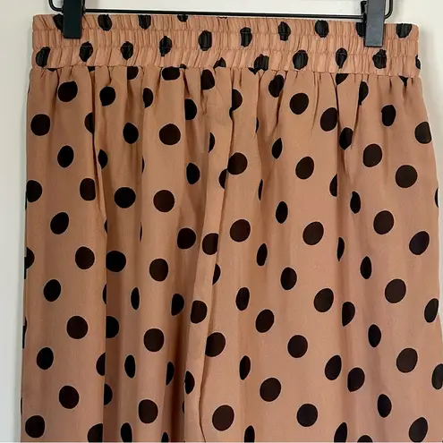 Polka Dot Tan Flowy Wide Leg Pants