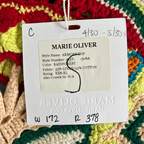 Marie Oliver NWT Armory Rainforest Crochet Linen Blend Tank Top
