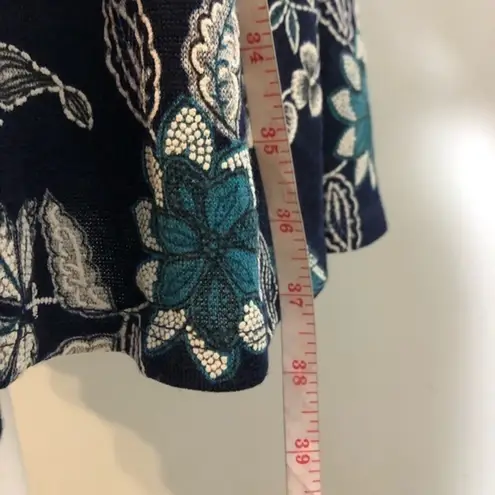 Studio One NWT Navy Blue Floral Embroidered Midi Dress New