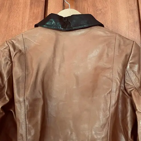 Frame Leather Jacket Snap Front Brown Size Small