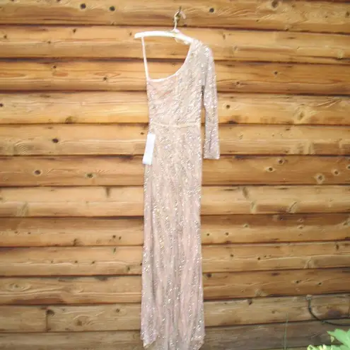 Mac Duggal 4982 Womens EMBELLISHED ONE SLEEVE GOWN W/ SEQUIN BELT