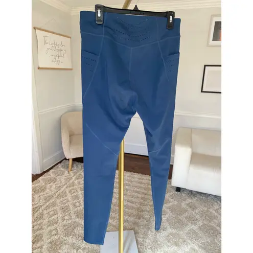 None Laser Cut Pocket Blue Athleisurecore Leggings Coastal Gym Baddie Stretchy Summer