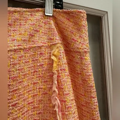 Rickie Freeman For Teri Jon Pink Tweed Tie Dye Ruffle A