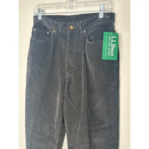 NWT L.L. Bean Relaxed Fit Black Corduroy high rise pants 8 petite 30" waist
