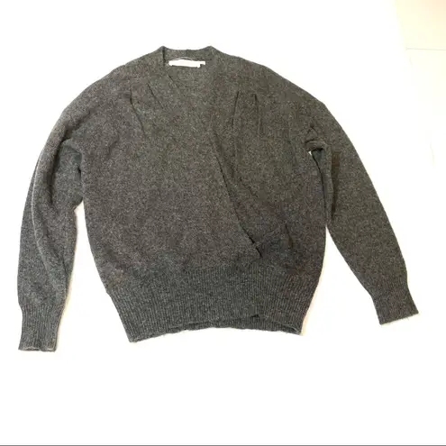 ASTR  The Label Pleated Wrap Front Sweater In Charcoal