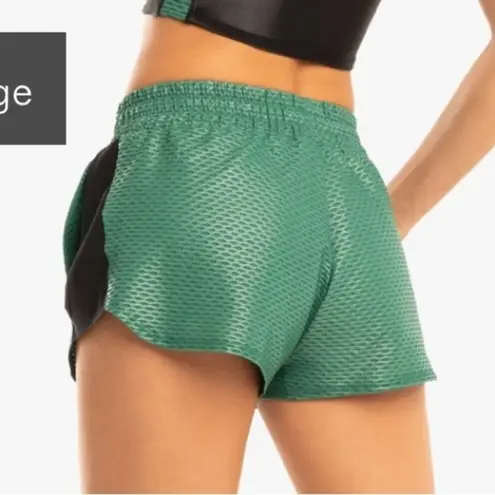 Koral Womens Duffle Green Power Shiny Netz Activewear Athleisure Gym Shorts sz S