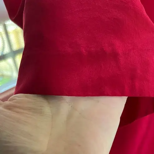 Vintage Kasper Blouse 10 Red 100% Silk Pleated Front Classic 90s Career Top