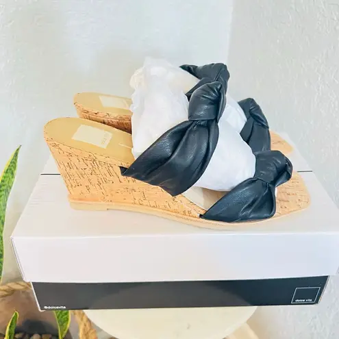 DOLCE VITA Naji Knotted Cork Wedge Mule Sandal, Size 11, Black, NWT Black