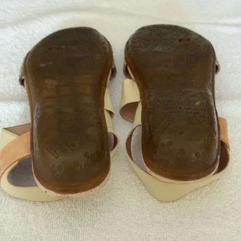 WONDERS Leather Slingback Ankle Strap Snake Slide Sandal Size 38 Brown