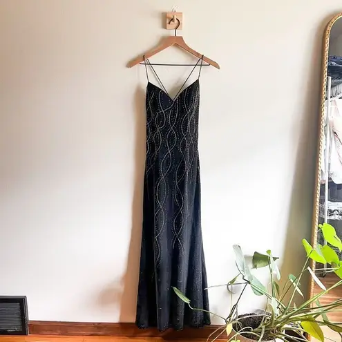 Tiffany Designs 100% Silk Black Beaded Dress Size 4