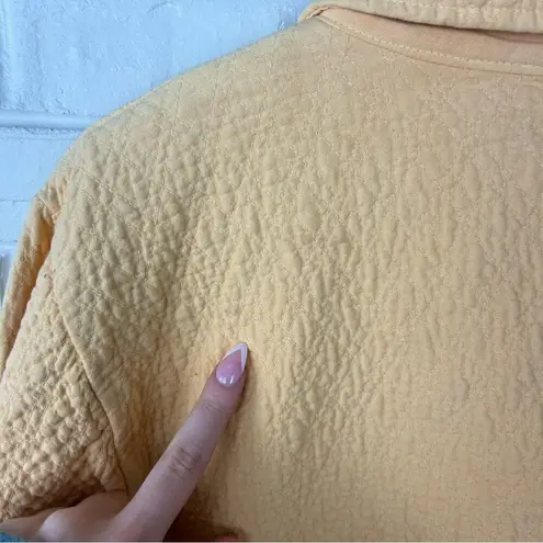 El Huarache Cottons Yellow Textured Button Front 100% Cotton Jacket Size L Size L